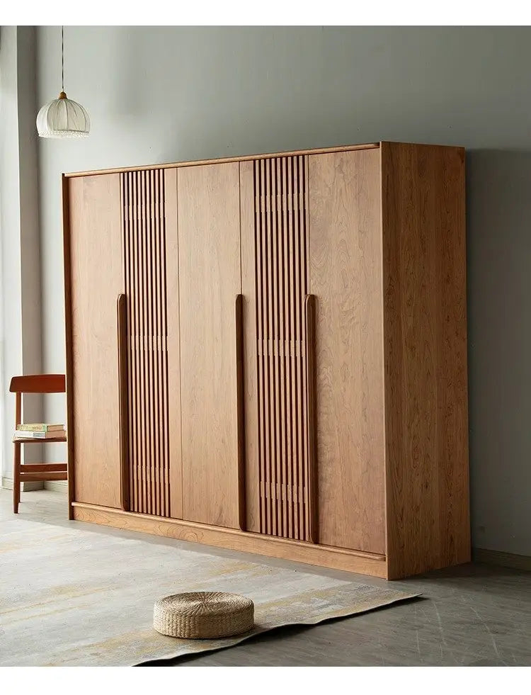 Luxury Modern Wooden Wardrobe with Sliding Doors and Storage Drawers – Nordic Style Bedroom Closet Furniture