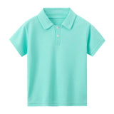 Kids Short Sleeve Polo Shirt – Casual Solid Color Summer Prince Style Top thumbnail 3