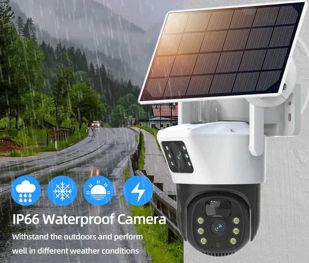 100% Wire-Free Solar PTZ Dual Lens 12.5" LCD Monitor 10CH WiFi NVR 8MP 4K Wireless Home Security Camera System