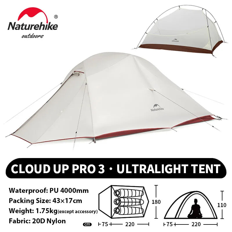 Naturehike Upgraded Cloud Up 3-Person Tent – Ultralight, Waterproof & Built for Every Adventure