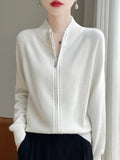 100% Wool Women’s Zipper Turtleneck Sweater – Casual Loose Knit Cardigan for Autumn/Winter thumbnail 27