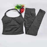 Impact Gym Set – Seamless Halter Top & High-Waist Sports Leggings Yoga Outfit (2-Piece) thumbnail 41