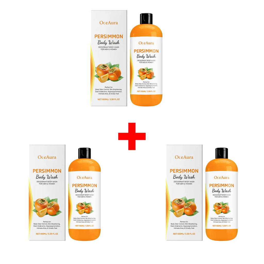 OceAura Persimmon Body Wash Odor Control Exfoliating Shower Gel 100ml 200ml 300ml