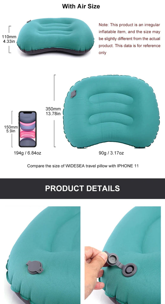 WESTTUNE Portable Inflatable Camping & Travel Pillow – Ultralight, Durable, and Ergonomic Neck & Lumbar Support