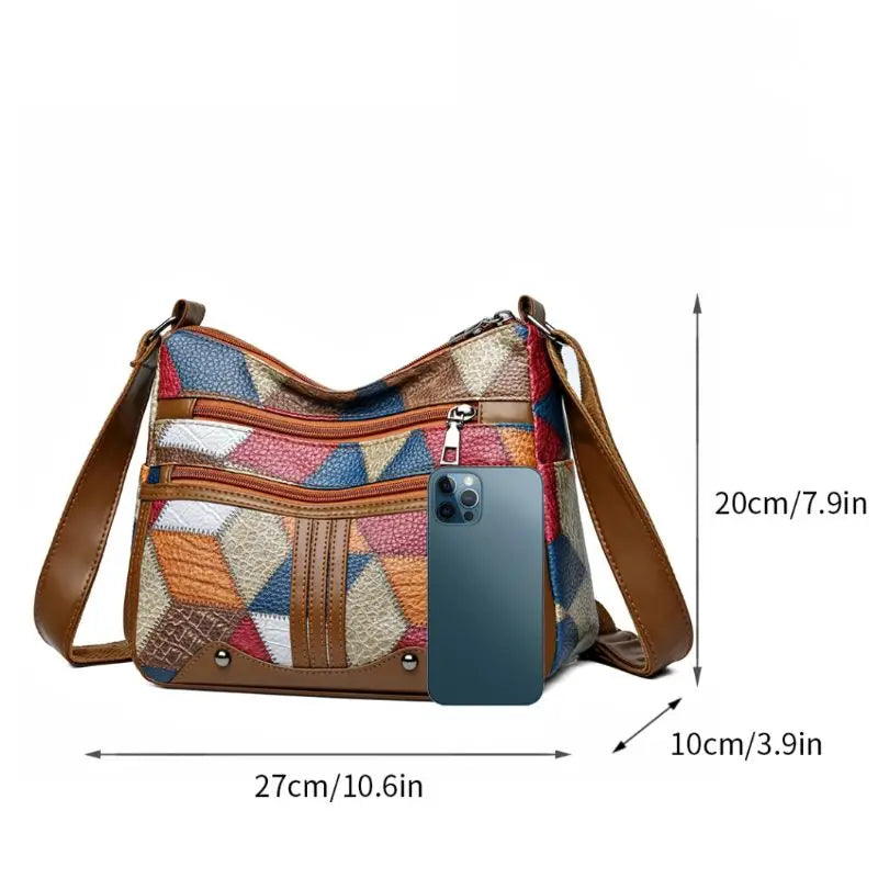 Vintage PU Leather Armpit Shoulder Bag for Women – Geometric Rivet Crossbody Satchel