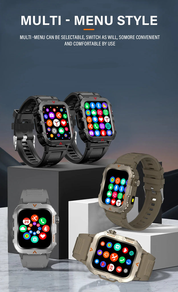 LAXASFIT Q11 Men’s Smart Watch with LED Flashlight, Fitness & Health Monitoring