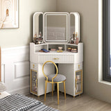 Luxury Solid Wood Corner Dressing Table with Mirror and Stool – Modern Minimalist Bedroom Furniture thumbnail 36