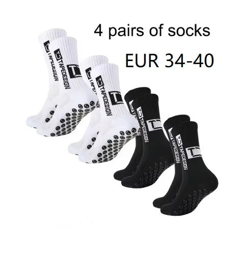 4 Pairs Mid-Tube Non-Slip Football Socks – Breathable & Durable Sports Training Socks (Unisex)