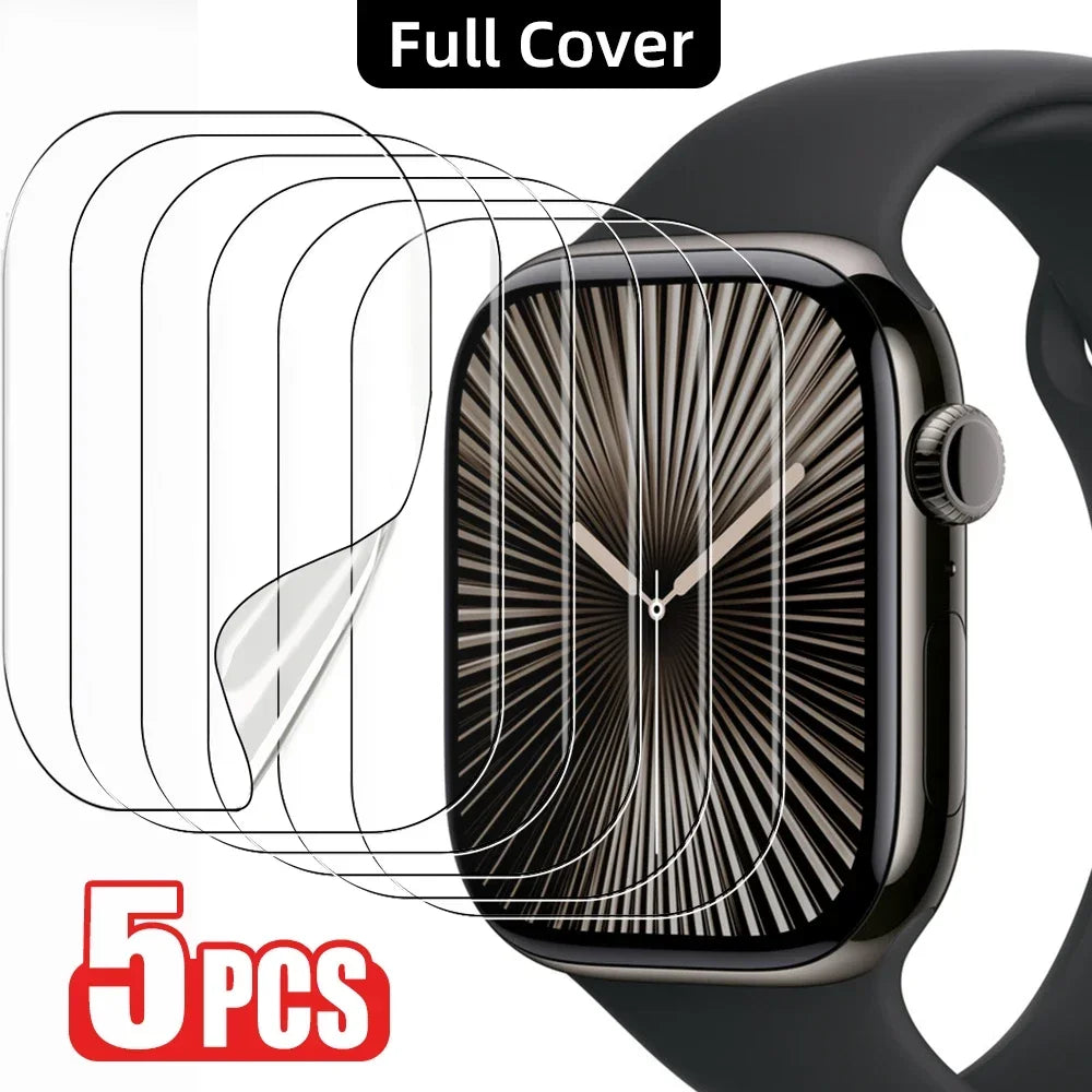5PCS Protective Film for Apple Watch – Compatible with Series 2 to Series 10 (40mm, 41mm, 42mm, 44mm, 45mm, 46mm)