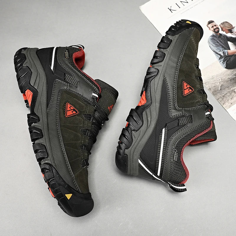 HIKEUP Men’s High-Quality Hiking Shoes – Durable Leather Climbing & Outdoor Walking Sneakers