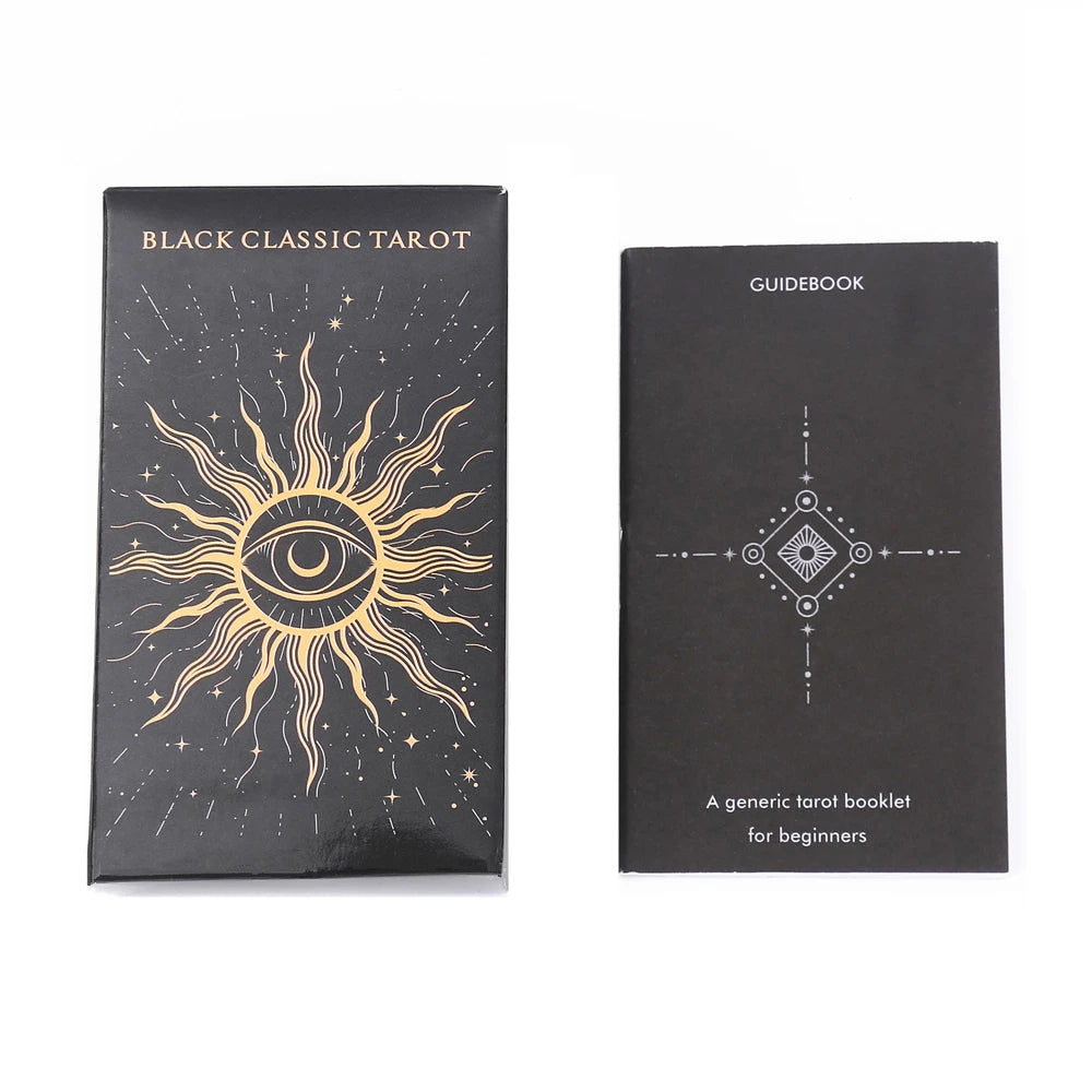 Black Classic Tarot Cards Deck – 78 Card Fortune Telling Set with Guidebook