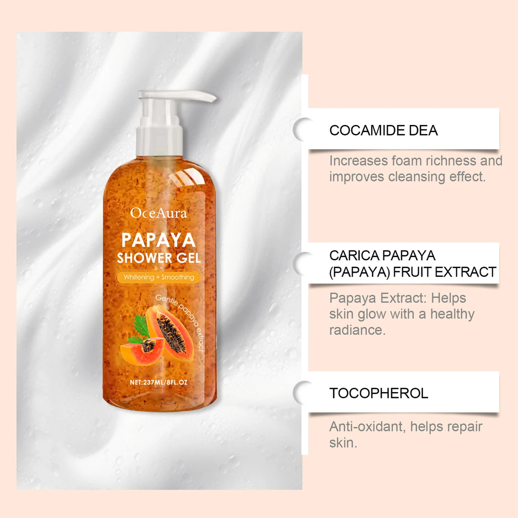 Papaya Whitening Shower Gel – Exfoliating Brightening Body Wash with Rich Foam & Lasting Fragrance