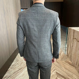 Men’s Modified Plaid Three-Piece Suit – Slim Fit England Style Vest & Trousers Set thumbnail 41