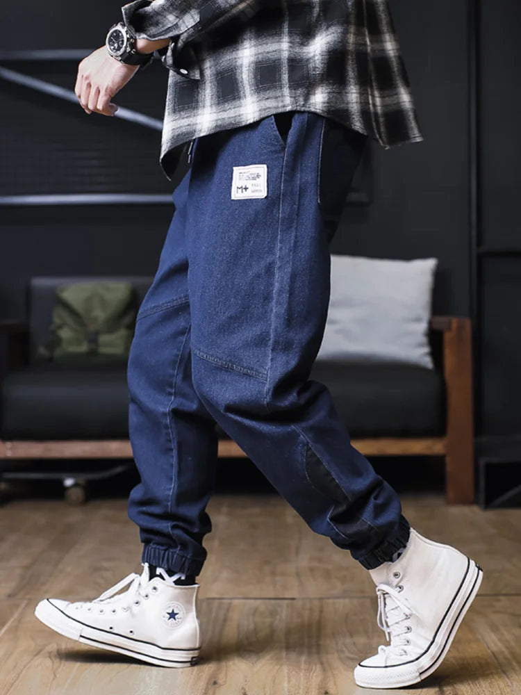 Men’s Plus Size Loose Harem Jeans – Streetwear Cargo Jogger Denim Pants