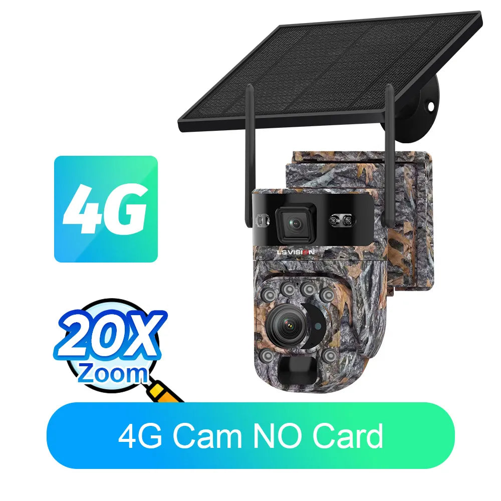 LS VISION Dual Lens Solar Security Camera – 4K WiFi/4G Wireless Outdoor Camera with Auto Tracking, 60X Zoom & Night Vision
