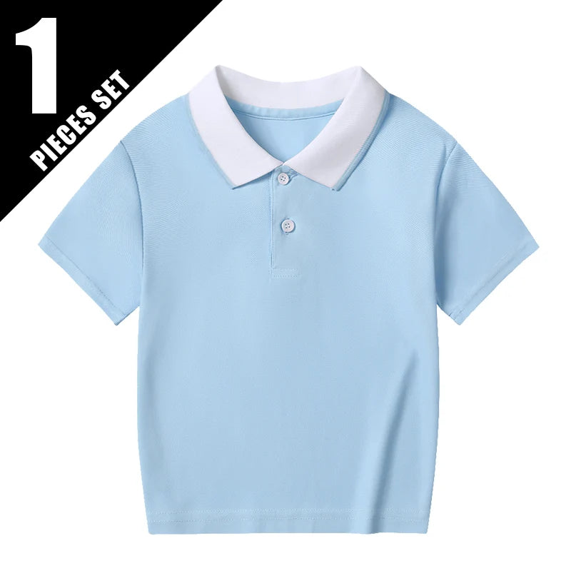 Children's Summer Color Matching Polo Shirt – Casual Short Sleeve Top for Boys & Girls