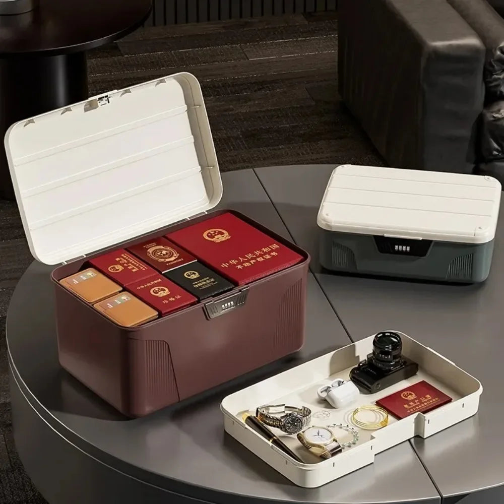 Safe Security Storage Box – Password Lock Organizer for Passport, Cash, Jewelry, and Documents