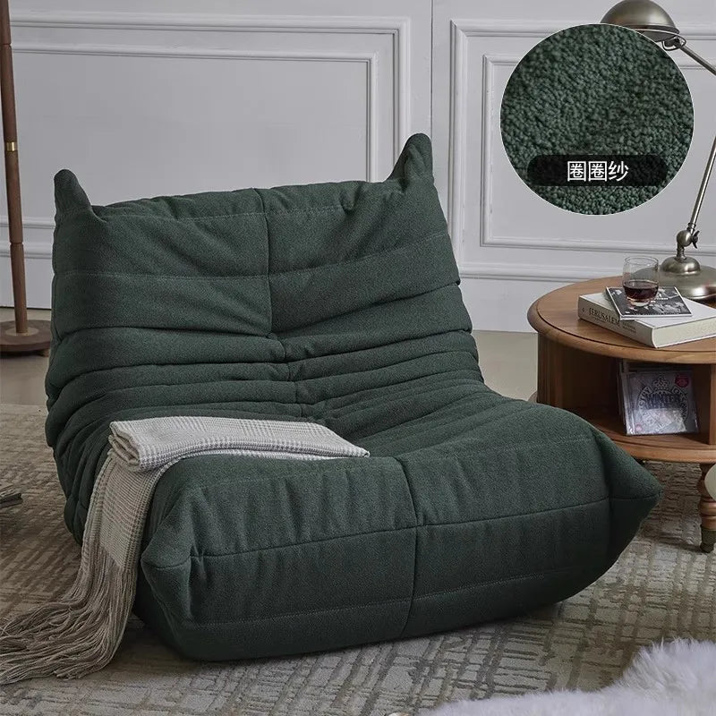 MOMO Caterpillar Single Recliner Lazy Sofa Wabi-Sabi Style Fabric Lounge Chair 78x103cm