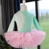Girls Long Sleeve Ballet Dress Kids Ballet Leotard Tutu Skirt Gymnastics Dance Costume thumbnail 21