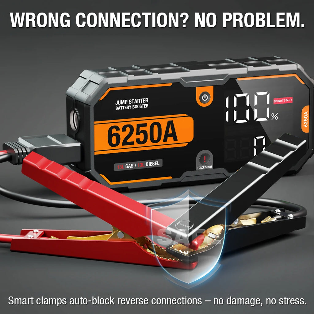 Car 6250A 30000mAh Portable 12V Jump Starter Power Bank Auto Battery Charger Booster