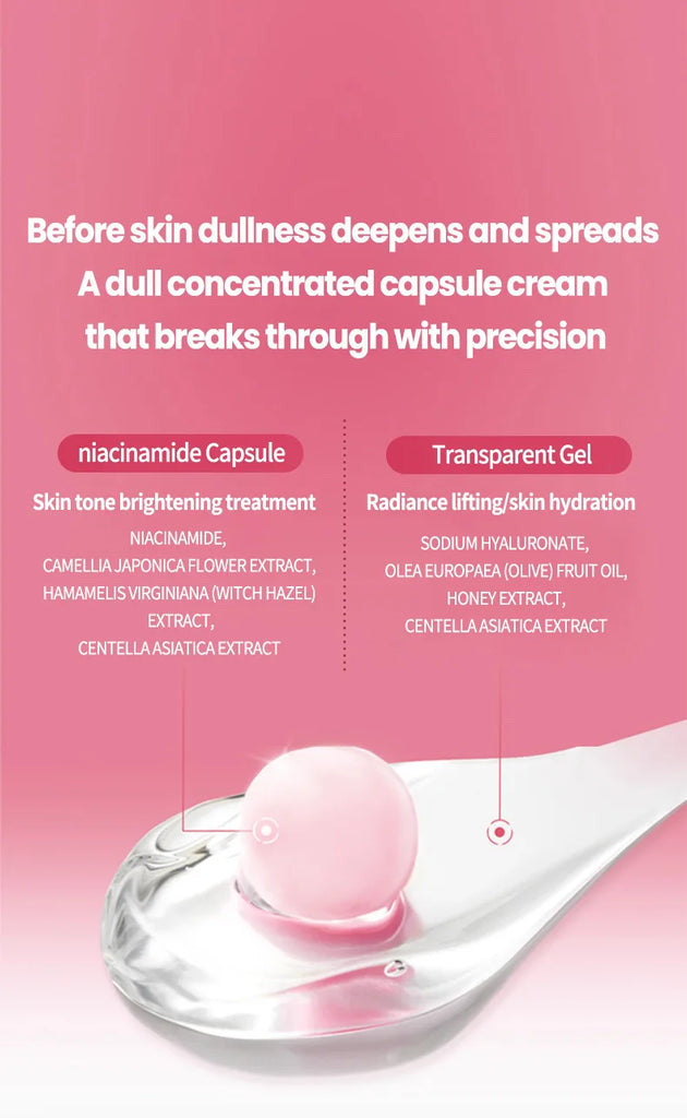Korean Pink Collagen PDRN Capsule Cream with Niacinamide – Lightweight Non-Greasy Moisturizer for Uneven Skin Tone
