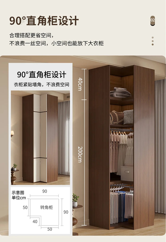 Luxury Nordic Modern Metal Wardrobe with Storage Drawers – Adult Bedroom Closet Furniture