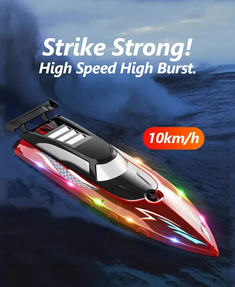 RC Boat with LED Light – 2.4GHz Remote Control Speedboat for Pool & Lake, 30-Min Run Time, Kids Toys & Birthday Gift