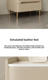 Luxury Modern Nightstand with Drawer, Glossy Marble Top, Gold Metal Legs, Faux Leather Bedside Table thumbnail 8