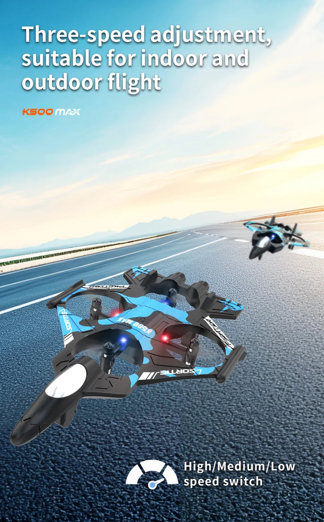 K500 MAX 2.4G Remote Control Fighter Jet Drone with Screen & 360° Rolls