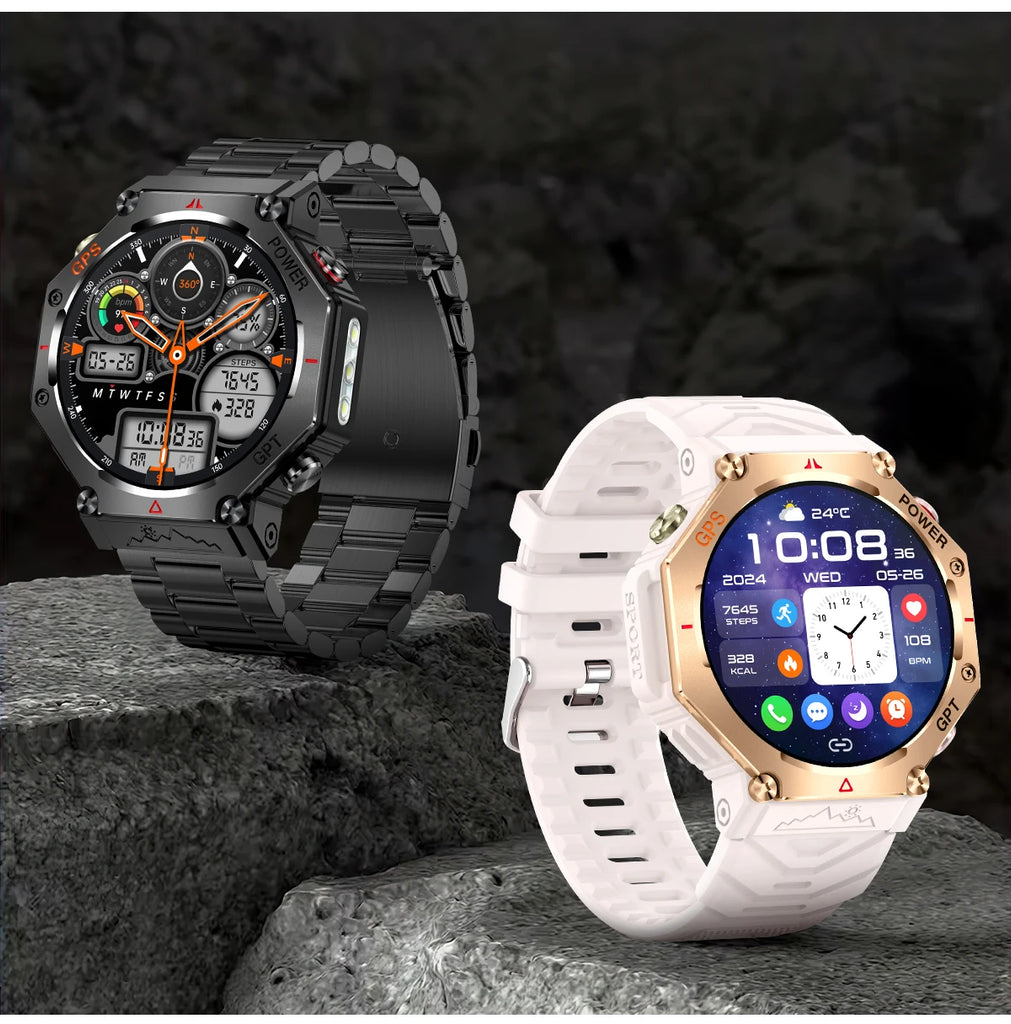T-Rex 3 Military Smart Watch — Built-in GPS, Compass, Barometer & 10ATM IP69K Waterproof Performance