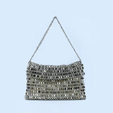 Retro Silver Sequin Metal Handwoven Shoulder Bag – High-End Women’s Square Handbag thumbnail 1