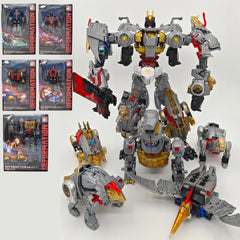 5-in-1 Dinoking Volcanicus Grimlock & Dinobots Transforming Robot Action Figures