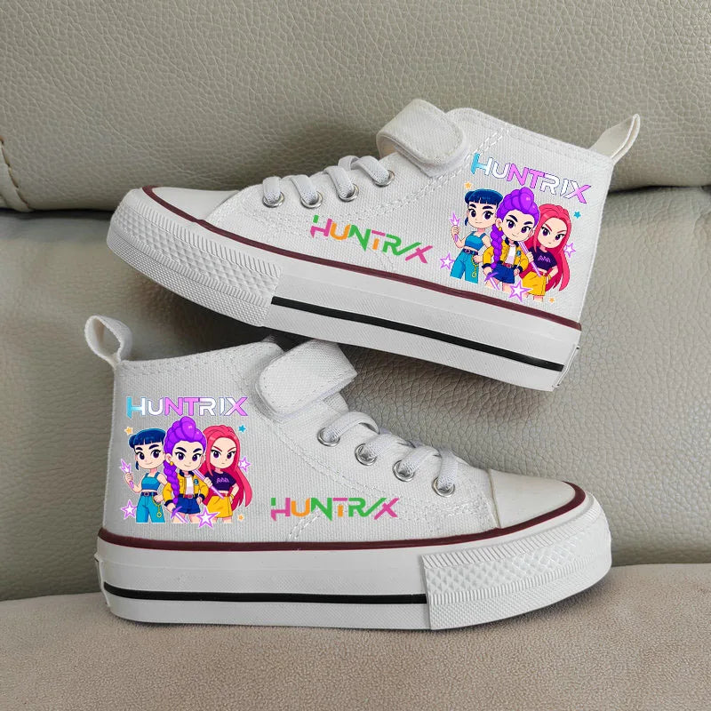 Children's High-Top Canvas Kpop Demon Hunter Sneakers – Breathable Kids Sports Shoes