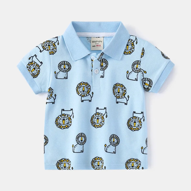 Fashion Kids Boys Polo Shirt – Luxury Stand Collar Summer Tee, Soft Breathable Cotton