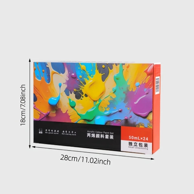 12/18/24 Colors Acrylic Paint Set – 50ml Each, Rich Pigments for Canvas, Wood, Porcelain & DIY Art