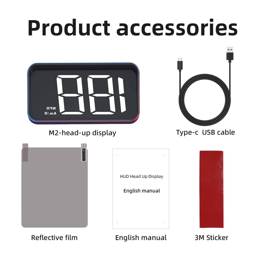 HD Car Head Up Display M2 GPS Speedometer KM/H Digital Windshield HUD Projector Universal Auto Accessory