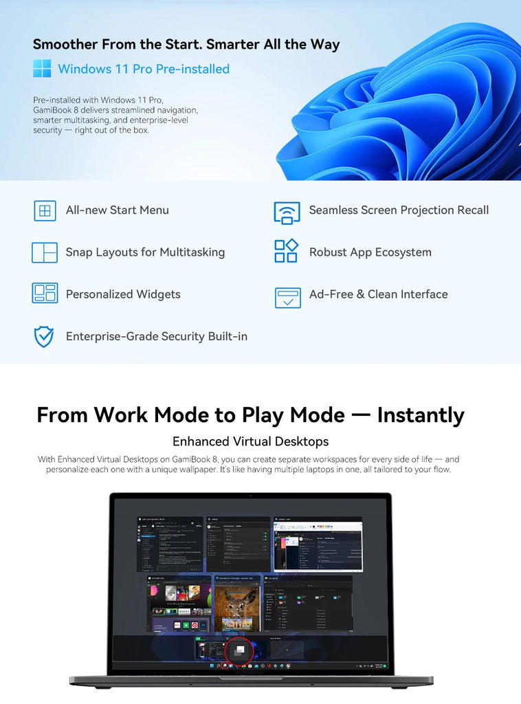 Blackview GamiBook 8 Laptop 16" AMD Ryzen 7 7735HS 16GB DDR5 512GB SSD Windows 11 Pro Wi-Fi 6
