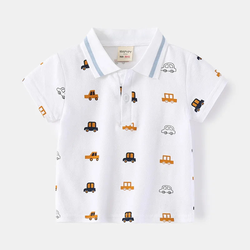 Fashion Kids Boys Polo Shirt – Luxury Stand Collar Summer Tee, Soft Breathable Cotton