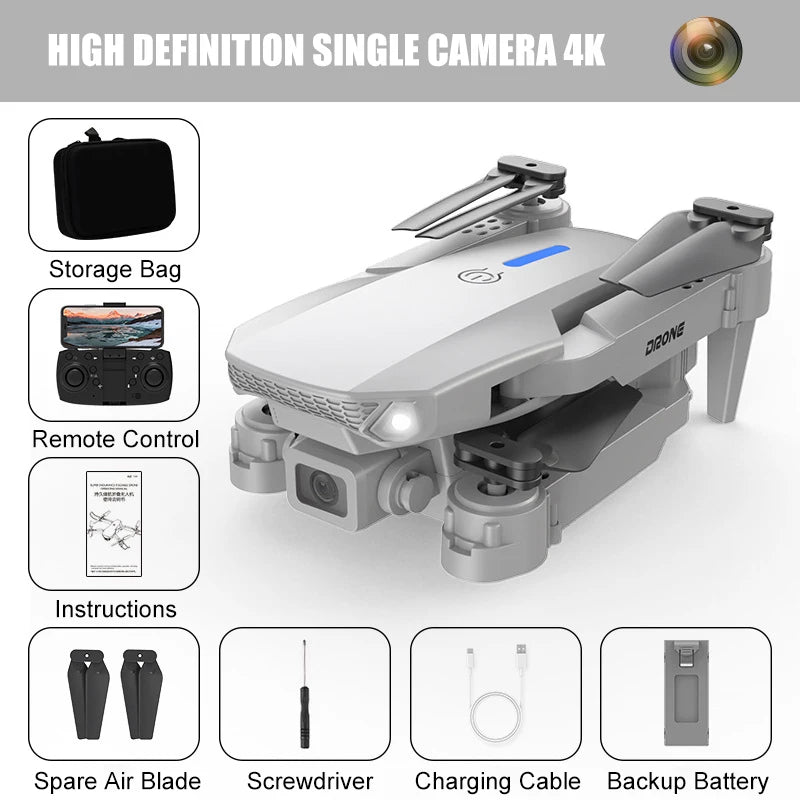 E88 Pro Drone 4K Dual Camera Foldable RC Quadcopter with WiFi FPV & Trajectory Flight