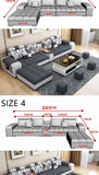 Modern U-Shaped Fabric Sofa Set with USB & Stools – Living Room Couch, Customizable Colors thumbnail 9