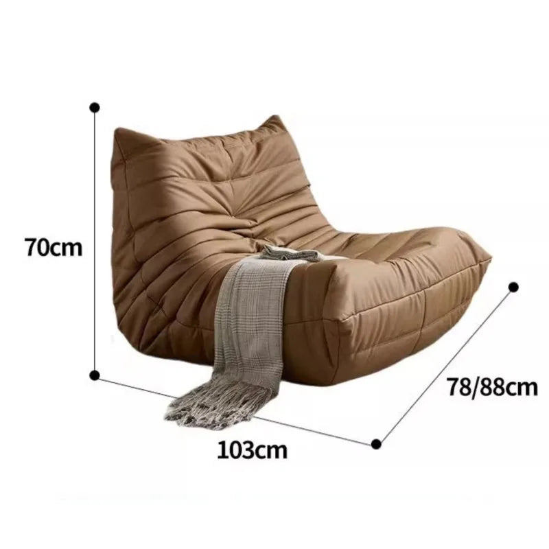 MOMO Caterpillar Single Recliner Lazy Sofa Wabi-Sabi Style Fabric Lounge Chair 78x103cm