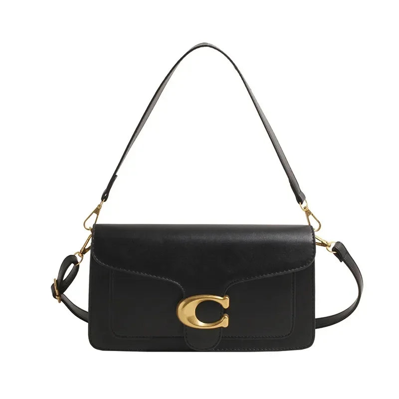 Women’s High-End Pure Color Square Shoulder Bag – Multi-Layer Minimalist Commuter Handbag