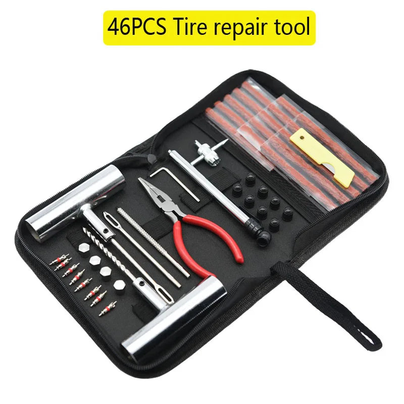 Car Tire Repair Tool Set – 24/46/62 PCS | Complete Auto & Bike Puncture Repair Kit