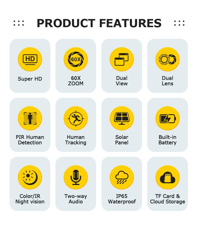 LS VISION Dual Lens Solar Security Camera – 4K WiFi/4G Wireless Outdoor Camera with Auto Tracking, 60X Zoom & Night Vision