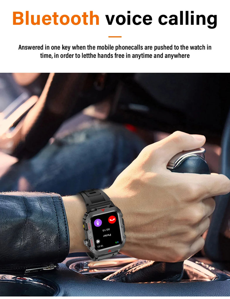 LAXASFIT Q11 Men’s Smart Watch with LED Flashlight, Fitness & Health Monitoring