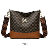 Retro M Letter Crossbody Handbag for Women – PU Leather Bucket Style Messenger Bag thumbnail 8