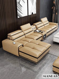 Modern Italian Genuine Leather Sectional Sofa with USB Charging & Bluetooth Speaker – MINGDIBAO Living Room Furniture thumbnail 11