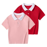 Children's Summer Color Matching Polo Shirt – Casual Short Sleeve Top for Boys & Girls thumbnail 35