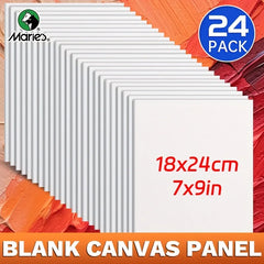24 Pack 7x9 Inch Blank Painting Canvas Panels by Marie’s – Art Boards for Acrylic, Gouache & Oil Painting
