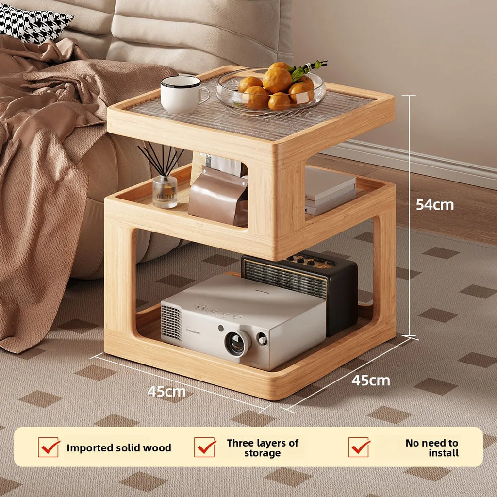 Solid Wood Bedside Table with Storage – Modern Minimalist Bedroom Side Table